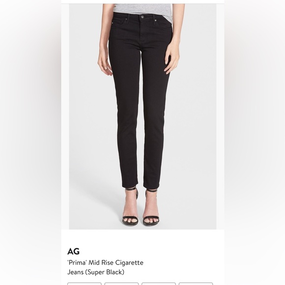 AG Prima mid rise cigarette jeans in color Super Black